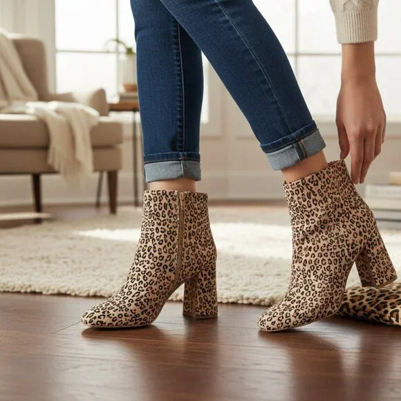 Gianni Bini Cheetah Tan Ankle Boots, size 10M - Picture 8 of 14